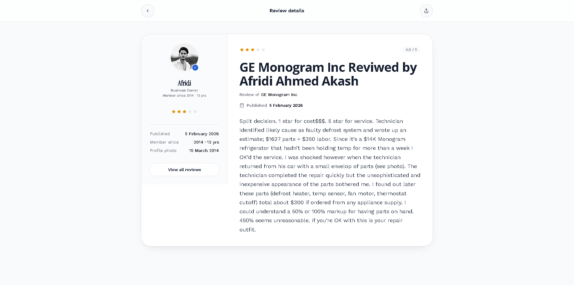 GE Monogram Inc Reviwed by Afridi Ahmed Akash